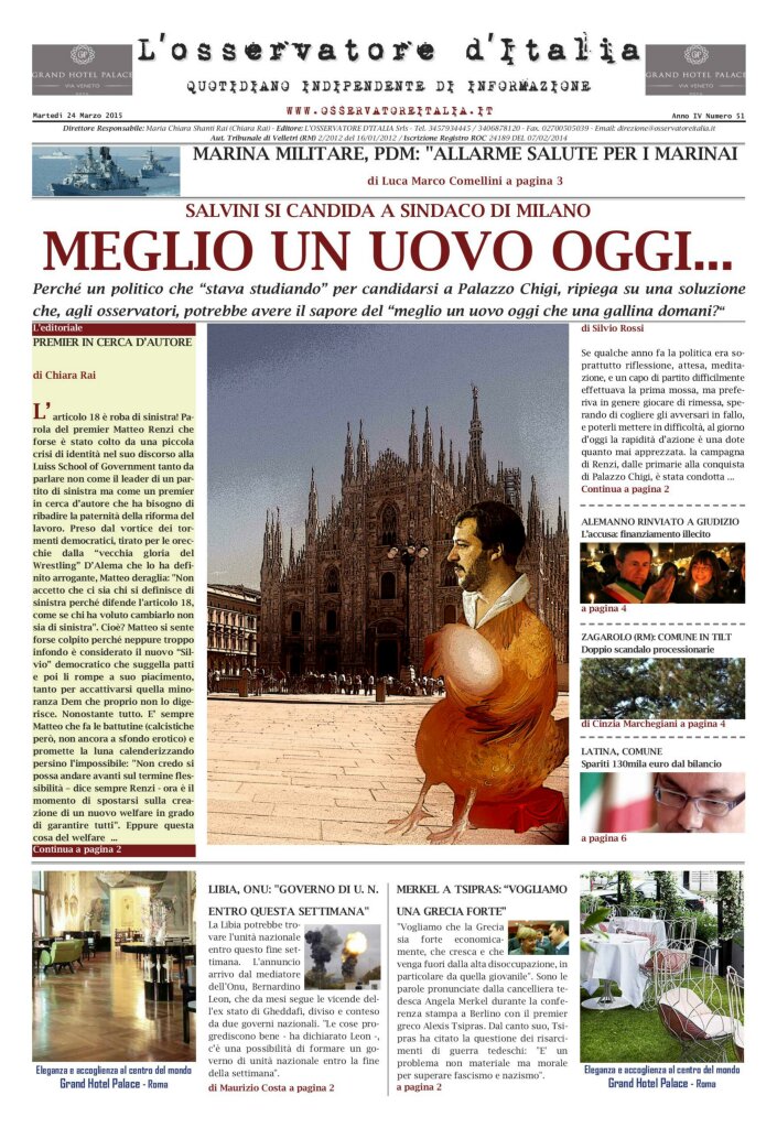 L'osservatore d'Italia edizione del 24 Marzo 2015